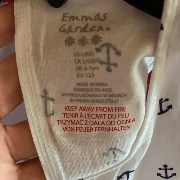 Girls White/Navy Anchor Tank Top Size 6X - Picture 3 of 5